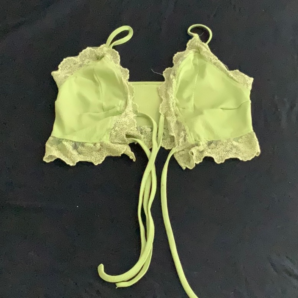 Lace Trimmed Green Bralette